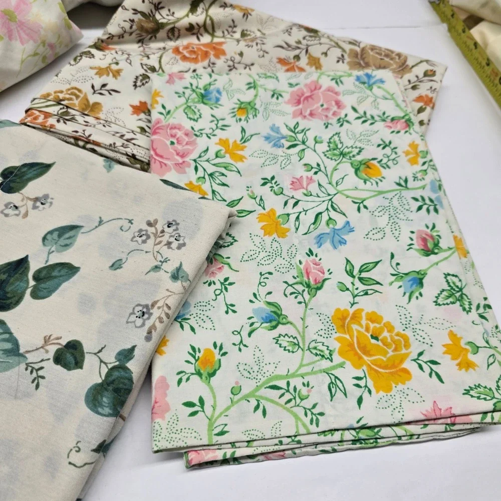Vintage Morgan Jones Sheet Pillowcases Lot Full Multi Floral Cottagecore Bedding